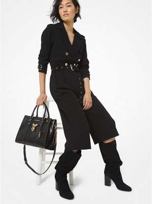 Jumpsuit aus Krepp im Trenchcoat-Stil
