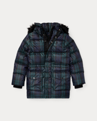 Doudoune à capuche et motif tartan en oferta