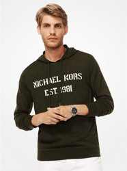 Pull à capuche en laine mérinos à logo en oferta