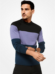 Pull-over en laine mérinos à couleurs contrastées características