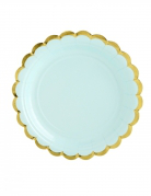6 Petites assiettes en carton menthe et dorure 18 cm características