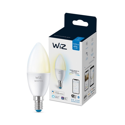 WiZ - Bombilla Inteligente LED Regulable Blancos Vela 40W E14 WiFi Y Bluetooth