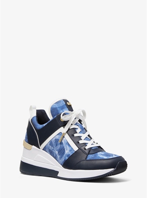 Georgie Tie-Dye Canvas and Leather Trainer