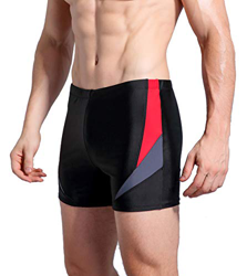WHCREAT Bañador de Natación para Hombre Pantalones Cortos Protección UV Resistente al Cloro, Rojo/Gris S precio