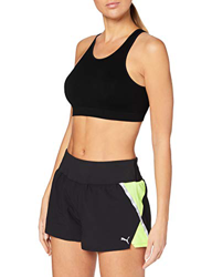 PUMA Run Woven 3` Short Pantalones Cortos, Mujer, Black/Fizzy Yellow, XL en oferta