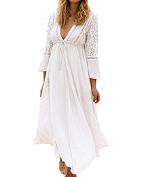 AiJump Vestido de Playa Floral Encaje Kaftan Kimonos Pareos Bohemia para Mujer características