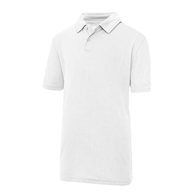 Just Cool- Polo Liso de Manga Corta para niños/niñas (7-8 años) (Blanco Polar)