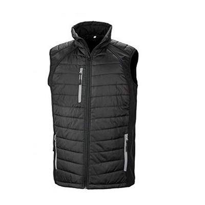 Result - Chaleco Acolchado de Invierno Compass para Chico Hombre (XS) (Negro/Gris)