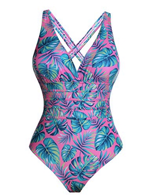 Aibrou Mujer Cuello en V Profundo Bañador Una Pieza Halter con Espalda Vendaje Traje de baño Monokini