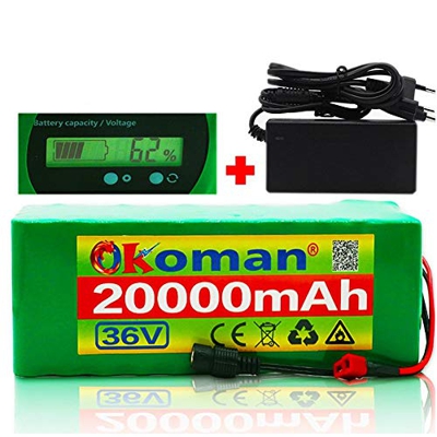 Batería De 36v 10s4p Paquete De Batería De 20ah Batería De Alta Potencia De 500w 42v 20000mah Bicicleta Eléctrica Ebike Indicador De Capacidad BMS + C