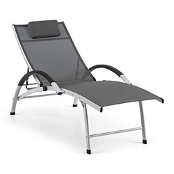 blumfeldt Sun Valley Tumbona con Almohada - Plegable, Estructura de Aluminio, Respaldo reclinable a 4 Alturas Diferentes, Sun Comfort, Material: 70% P en oferta