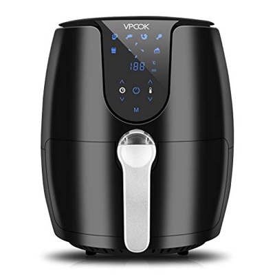 VPCOK Freidora sin Aceite, 3,5L Freidora de Aire Caliente con 6 Programas, Air Fryer con Temperatura y Temporizador Ajustable, Cesta Antiadherente, Li