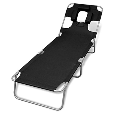 vidaXL Tumbona Cama Playa Plegable Cojín Cabeza Respaldo Ajustable Piscina Viaje