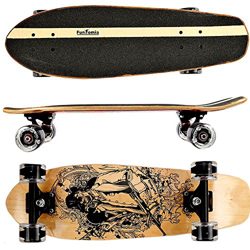 FunTomia Cruiser midi-board o skateboard de 65 cm, madera de arce canadiense de 7 capas o madera de arce canadiense de 5 capas y 2 capas de madera de  características