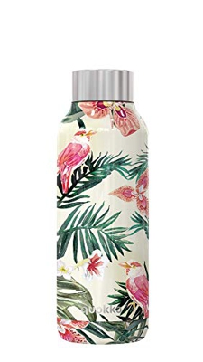 Quokka Solid - Jungle Flora 510 ML | Botellas De Agua Acero Inoxidable Sin BPA |Botella Térmica De Doble Pared - Mantiene el frío y el Calor para Niño