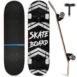 Skateboard Completo, Funxim Tabla de Skateboard 31 x 8 Pulgadas 4 Ruedas 7 Capas Madera de Arce Doble Patada Rueda Completa para Monopatín Skateboard  características