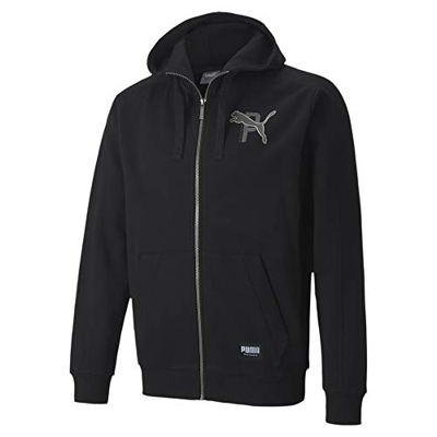 PUMA Athletics FZ Hoodie FL Sudadera, Hombre, Negro, XL