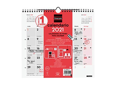 Finocam - Calendario Neutro de pared 2021 Escribir Español