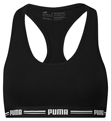 PUMA Iconic Racer Back Bra 1P Ropa Interior, Negro, Extra-Small para Mujer