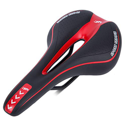 Asvert Sillín Bicicleta Gel MTB Carretera Asiento de Bicicleta Cómodo Acolchado de Espuma de Memoria con los Resortes, Negro y Rojo precio