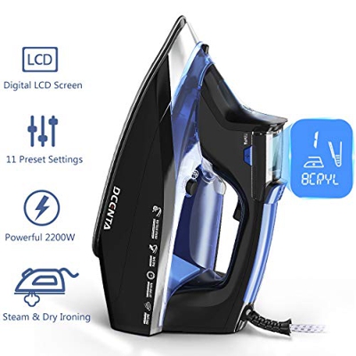 Dcenta LCD Plancha de Vapor,11 Cambios de Temperatura Plancha Vertical Vapor,Depósito de Agua Grande de 350ML Plancha Vertical,Planchado en Seco y Húm