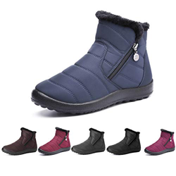 Botas de Nieve para Mujer,Camfosy Botines de Invierno Impermeables Piel Interior cálida Zapatos Planos Tacón Plano Ciudad Botas Antideslizante Cómoda  características
