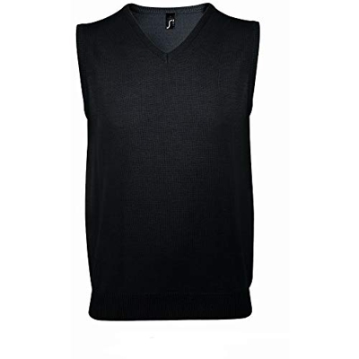 SOLS - Jersey sin mangas cuello pico Modelo Gentlemen Unisex hombre mujer (Grande (L)/Negro)