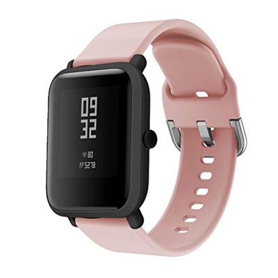 CNBOY Correas de Reloj de Repuesto de Silicona para Xiaomi Huami Amazfit Bip Youth Watch (Rosado, 20mm)