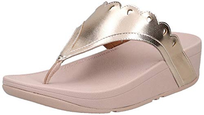 Fitflop Esther Floret Toe-Thongs, Sandalias de Punta Descubierta para Mujer, Rosa (Rose Gold 323), 37 EU