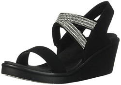 Skechers Rumble On-Chart Topper, Sandalias de Talón Abierto Mujer, Negro (Black Mitobuck/Metal/Clear Rhinestone Black), 38 EU en oferta
