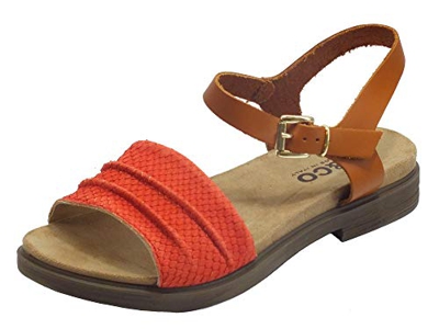 IGI&CO 5170722 Nabuk St. Prince Tuli - Sandalias de mujer tacón bajo de nobuk escamoteado Rojo Size: 36 EU