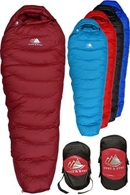 Hyke & Byke Snowmass -15ºC Saco de Dormir de Plumón - Saco de Dormir Adulto Momia con Base ClusterLoft Ligero para Excursiones y Camping – Camping Acc