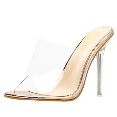 Sandalias Transparentes de tacón Alto para Mujer Tacón Fino Peep Atractivo Sandalias de Tacones Altos Talon Grueso Casual Roma Zapatillas Zapatos Cómo