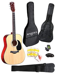 Guitarra acústica ACUSTIKA F310 - Guitarra acústica sin recortes de 41 (105x40x10) cm en madera - 6 cuerdas de acero, color natural. características