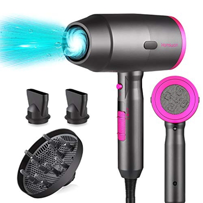 Secador de Pelo Iónico Profesional, [Regalos Originales] HAMSWAN 3 Cabezas 1800W Secador de Pelo Con Motor AC, 3 Velocidad Calentador y Frio Para Pein