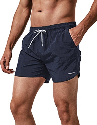 MaaMgic Shorts de Corte Slim Hombre Bañador de Natación Secado Rápido Forro de Malla Trajes de Baño Color Sólido Nylon