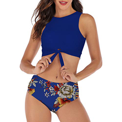 DHHY Bikini Conjunto de Mujer Bikini de Cuello Alto Bikini Estampado con Cintura Alta en oferta