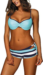 CheChury Conjuntos De Bikini Sexy Mujer Trajes De Baño De Tres Piezas Cuello Halter Tirantes con Bañador Natacion Shorts Bano Braga Thong Bikini Bikin en oferta