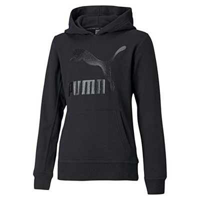 PUMA Classics Logo Hoodie G Sudadera, Niñas, Negro, 5-6Y