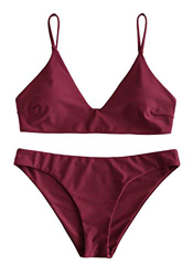 ZAFUL Bikini Set con Relleno Bralette Push Up en Color Liso para Mujer 2019 (Granate, M (EU.38)) características