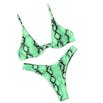 Slyar Bikini Mujer 2019 Push Up BrasileñO con Relleno Bikini con Estampado De Serpiente Sexy En Traje De BañO De La Sra. Split Ropa De BañO Mujer De M