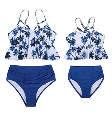 AmzBarley Traje de Baño Bañador de Mujer Tankini Push up Dos Piezas Conjuntos,Sexy Bikinis Mujer Braga Alta Cintura y Halter Acolchado Bra Top con Vol