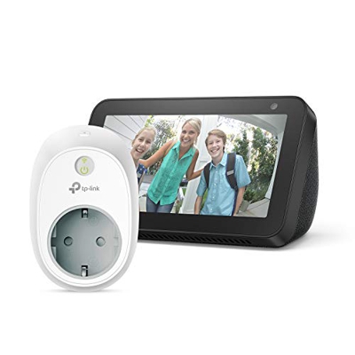Echo Show 5, negro + TP-Link HS100 Enchufe inteligente, compatible con Alexa