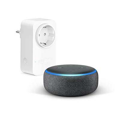 Echo Dot (3.ª generación), Tela de color antracita + Amazon Smart Plug (enchufe inteligente wifi), compatible con Alexa