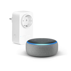 Echo Dot (3.ª generación), Tela de color gris oscuro + Amazon Smart Plug (enchufe inteligente wifi), compatible con Alexa características