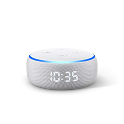 Echo Dot (3.ª generación) reacondicionado certificado, altavoz inteligente con reloj y Alexa, tela de color gris claro en oferta