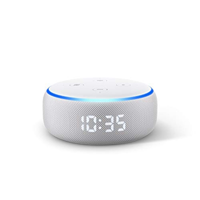 Echo Dot (3.ª generación) reacondicionado certificado, altavoz inteligente con reloj y Alexa, tela de color gris claro