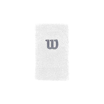 Wilson Muñequera de tenis, Ancha, Felpa francesa, Blanco/blanco/pleateado, WRA733516
