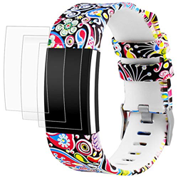 AFUNTA Pulsera de Repuesto para Fitbit Charge 2 con Protectores de Pantalla, Diseño de impresión Banda Correa 6.5"- 9.0", con 3 Anti-Rayas Películas d características