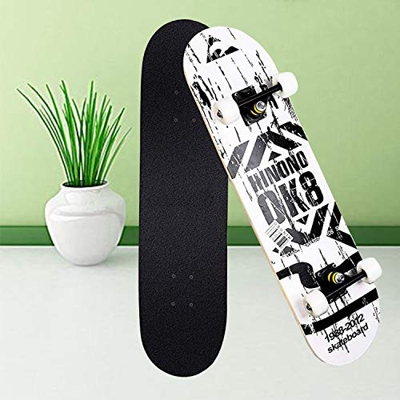 Aceshion Skateboards Adulto 70 x 20 cm Madera de arce Adolescentes Doble Trucos Pro Tabla de skate completa para principiantes niñas niños (blanco)